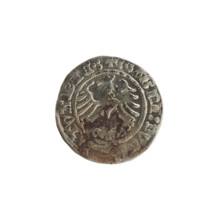 Lithuanian half-grosz, Sigismund I the Old (King of Poland; 1506–1548), 1514. Obverse: Pogon