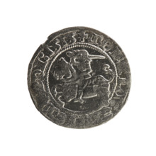 Lithuanian half-grosz, Sigismund I the Old (King of Poland; 1506–1548). Obverse: Pogon (Lithuanian