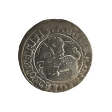 Lithuanian half-grosz, Sigismund I the Old (King of Poland; 1506–1548). Obverse: Pogon (Lithuanian