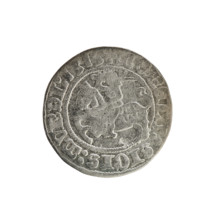 Lithuanian half-grosz, Sigismund I the Old (King of Poland; 1506–1548). Obverse: Pogon (Lithuanian