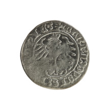 Lithuanian half-grosz, Sigismund I the Old (King of Poland; 1506–1548). Obverse: Pogon (Lithuanian