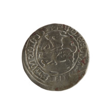 Lithuanian half-grosz, Sigismund I the Old (King of Poland; 1506–1548). Obverse: Pogon (Lithuanian
