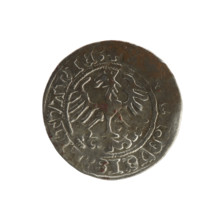 Lithuanian half-grosz (1515) of Sigismund I the Old (King of Poland, 1506–1548). Obverse: Pogon
