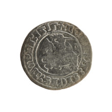 Lithuanian half-grosz, Sigismund I the Old (King of Poland; r. 1506–1548). Obverse: Pogon