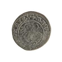 Lithuanian half-grosz, Sigismund I the Old (King of Poland; 1506–1548). Obverse: Pogon (Lithuanian