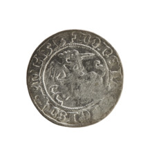 Lithuanian half-grosz, Sigismund I the Old (King of Poland; 1506–1548). Obverse: Pogon (Lithuanian