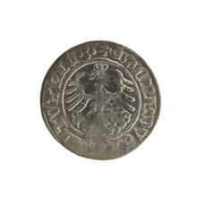 Lithuanian half-grosz, Sigismund I the Old (King of Poland; 1506–1548), 1515. Obverse: Pogon