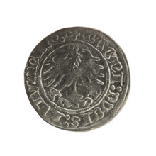Lithuanian half-grosz, Sigismund I the Old (King of Poland; 1506–1548), 1515. Obverse: Pogon