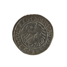 Lithuanian half-grosz, Sigismund I the Old (King of Poland; 1506–1548). Obverse: Pogon (Lithuanian