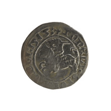 Lithuanian half-grosz, Sigismund I the Old (King of Poland; 1506–1548). Obverse: Pogon (Lithuanian
