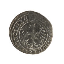 Lithuanian half-grosz, Sigismund I the Old (King of Poland; 1506–1548), 1515. Obverse: Pogon