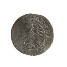 Lithuanian half-grosz, Sigismund I the Old (King of Poland; 1506–1548). Obverse: Pogon (Lithuanian