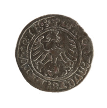 Lithuanian half-grosz, Sigismund I the Old (King of Poland; 1506–1548). Silver coin dated 1516.