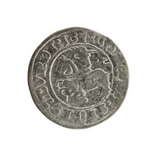 Lithuanian half-grosz, Sigismund I the Old (King of Poland; 1506–1548). Silver coin (1516).