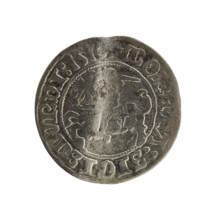 Lithuanian half-grosz, Sigismund I the Old (King of Poland; 1506–1548). Obverse: Pogon (Lithuanian