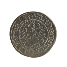 Lithuanian half-grosz, Sigismund I the Old (king of Poland; 1506–1548). Obverse: Pogon (Lithuanian