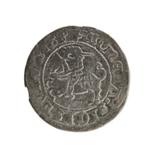 Lithuanian half-grosz, Sigismund I the Old (King of Poland; 1506–1548). Obverse: Pogon (Lithuanian