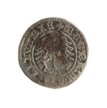 Lithuanian half-grosz, Sigismund I the Old (King of Poland; 1506–1548). Obverse: Pogon (Lithuanian