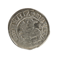 Lithuanian half-grosz, Sigismund I the Old (King of Poland; 1506–1548), Jagiellon dynasty. Obverse: