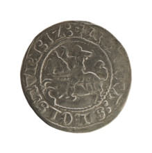 Lithuanian half-grosz, Sigismund I the Old (King of Poland; 1506–1548), Jagiellon dynasty. Obverse: