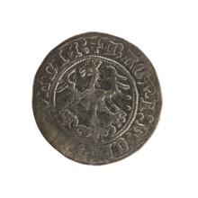 Lithuanian half-grosz, Sigismund I the Old (king of Poland; 1506–1548), Jagiellon dynasty. Obverse: