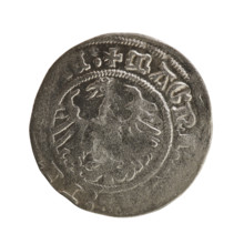 Lithuanian half-grosz, Sigismund I the Old (king of Poland; 1506–1548). Obv.: Pogon (Lithuanian