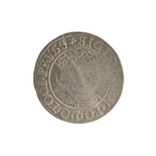 Prussian grosz, Sigismund I the Old (King of Poland; 1506–1548). Obverse: Crowned male bust in
