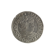 Prussian grosz of Sigismund I the Old (King of Poland, r. 1506–1548), 1534. Obverse: crowned male