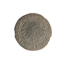 Prussian grosz, Sigismund I the Old (King of Poland; 1506–1548). Obverse: crowned male bust in