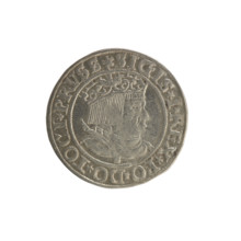 Prussian grosz, Sigismund I the Old (King of Poland; 1506–1548). Obverse: Crowned male bust in