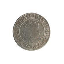 Prussian grosz, Sigismund I the Old (King of Poland; 1506–1548); Polish coin, Jagiellonian dynasty.