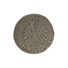 Prussian grosz, Sigismund I the Old (King of Poland; 1506–1548). Silver coin (grosz), 1534, Torun,