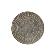 Prussian grosz, Sigismund I the Old (King of Poland; 1506–1548). Polish coin, Jagiellonian dynasty.