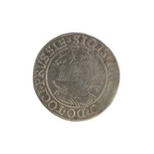 Prussian grosz of Sigismund I the Old (King of Poland; 1506–1548), 1534. Obverse: Crowned male bust