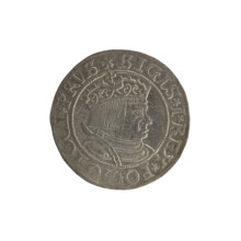 Prussian grosz, Sigismund I the Old (King of Poland; 1506–1548); Polish coin, Jagiellonian dynasty.