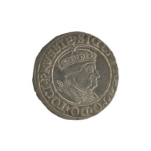Prussian grosz, Sigismund I the Old (King of Poland; 1506–1548). Obverse: Crowned male bust in