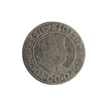 Prussian grosz, Sigismund I the Old (King of Poland; 1506–1548); Polish coin, Jagiellonian dynasty.
