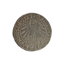 Prussian grosz, Sigismund I the Old (King of Poland; 1506–1548); Polish coin, Jagiellonian dynasty.