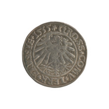 Prussian grosz, Sigismund I the Old (King of Poland; 1506–1548). Copper coin dated 1535, Torun,