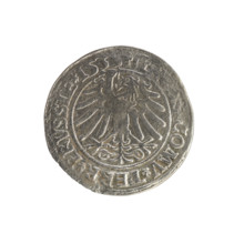Prussian grosz, Sigismund I the Old (King of Poland; 1506–1548). Polish coin, Jagiellon dynasty.