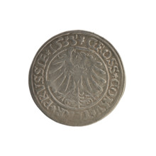 Prussian grosz, Sigismund I the Old (King of Poland; 1506–1548). Silver coin (grosz), 1535, Torun,