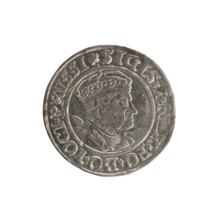 Prussian grosz, Sigismund I the Old (King of Poland; 1506–1548). Polish coin, Jagiellonian dynasty.