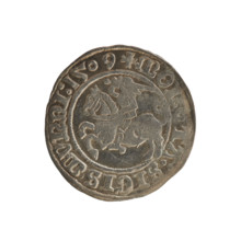 Lithuanian half-grosz, Sigismund I the Old (king of Poland; 1506–1548). Polish coin (Jagiellon