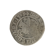 Lithuanian half-grosz, Sigismund I the Old (King of Poland; 1506–1548); 1509. Obverse: Pogon