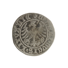 Lithuanian half-grosz, Sigismund I the Old (King of Poland; 1506–1548). Obverse: Pogon (mounted