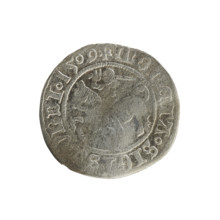 Lithuanian half-grosz, Sigismund I the Old (King of Poland; 1506–1548). Obverse: Pogon (Lithuanian