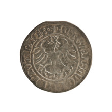 Lithuanian half-grosz of Sigismund I the Old (king of Poland, 1506–1548). Obverse: Pursuer (emblem