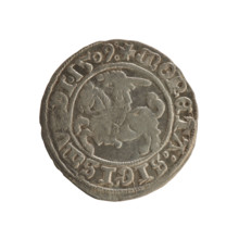 Lithuanian half-grosz, Sigismund I the Old (king of Poland; 1506–1548). Silver coin (half-grosz),