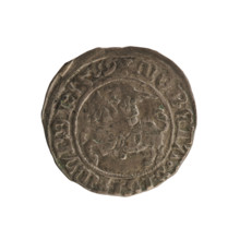 Lithuanian half-grosz, Sigismund I the Old (king of Poland; 1506–1548). Obverse: Pursuer (emblem of