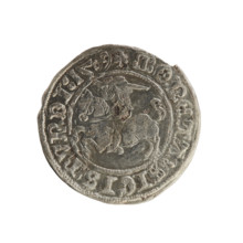 Lithuanian half-grosz, Sigismund I the Old (King of Poland; 1506–1548), 1509. Obverse: Pogon